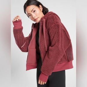 ATHLETA COZY SHERPA REVERSIBLE JACKET/COAT XS Red Maroon